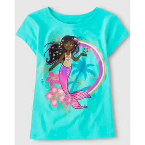 Children's Place Girls Purple Mermaid Sea Blue Graphic Tee - Size 10/12 L